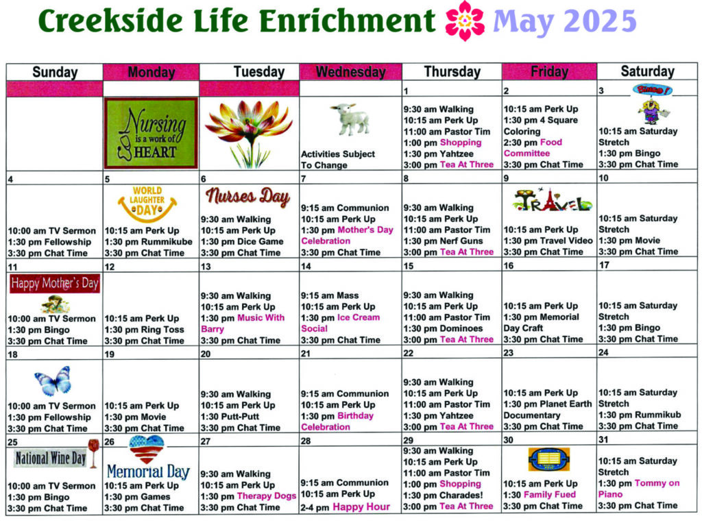 May Activities Calendar
